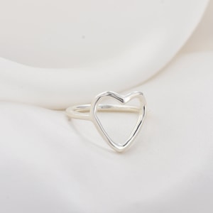 Anneau de contour de coeur, anneau de coeur ouvert, anneaux en forme de coeur, anneau d'amour, anneau de proposition, anneau de coeur creux