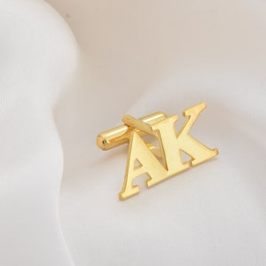Personalized Name Cufflinks, Customized Cufflinks, Groom Wedding Cufflinks, Groomsmen gift, 14K Gold Initials Cufflinks, Sterling Cufflinks