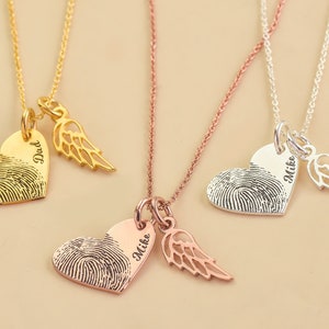 Heart Name Necklace with Wings, Angel Wings Necklace, Memorial Wing Necklace, Remembrance Gifts, Personalized Grieving Gift, Angel Necklace