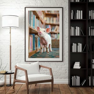 Pig-Digital (JPEG) Download, Animal Art, Library, Rustic, Farmhouse, Farmhouse Art, Rustic Farm Prints, Instant Download, Funny, Pig Art,Pig