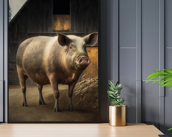 Schwein - Kunst vom Bauernhof, Kunst vom Bauernhof, Kunst vom Bauernhof, digitaler (JPEG) Download, Kunst vom Bauernhof, Tiere vom Bauernhof, rustikale Bauernhof Kunst, Bauernhaus Dekor
