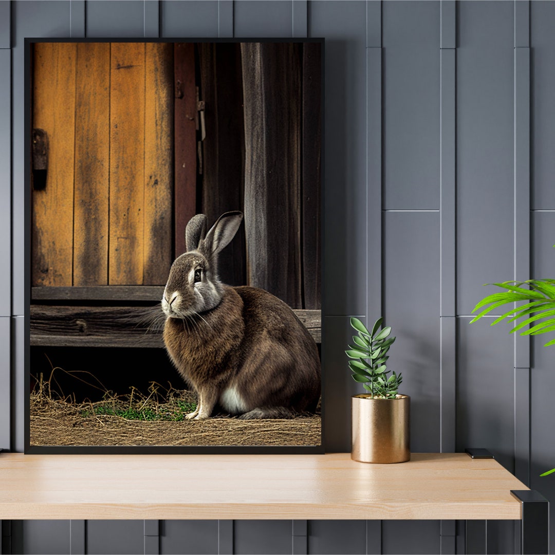 Rustic Print Rabbit Rabbit - Rustic Barn Art, Farm Prints, Farm Animal Art, Digital (JPEG ...