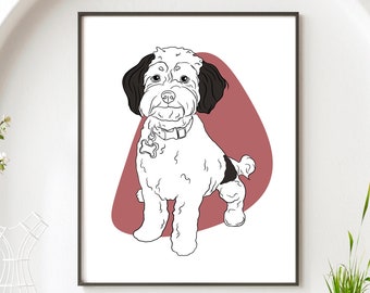 Personalized Dog Line Art: Custom Pet Portrait, Gift for Dog Lovers, Digital Memorial Sketch