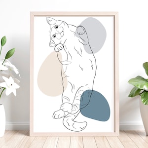 Customized Cat Line Drawing From Photo, Custom Outline Cat Portrait, Custom pet portrait, Cat silhouette art, Cat wall decor, Cat home decor