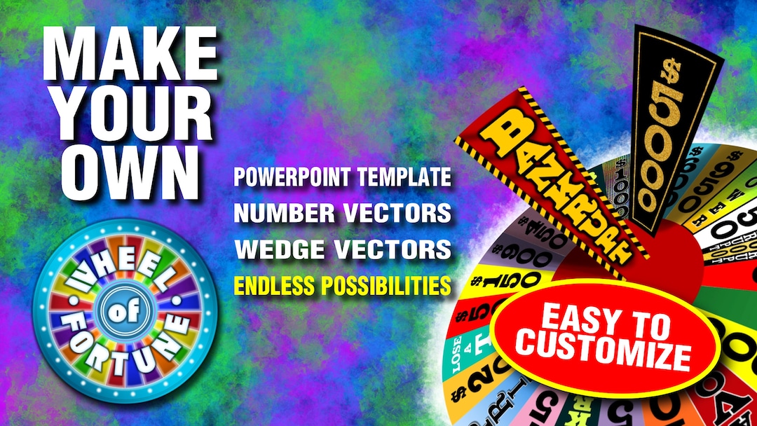 Editable Wheel of Fortune Wheel and Wedges Template Party Games Family