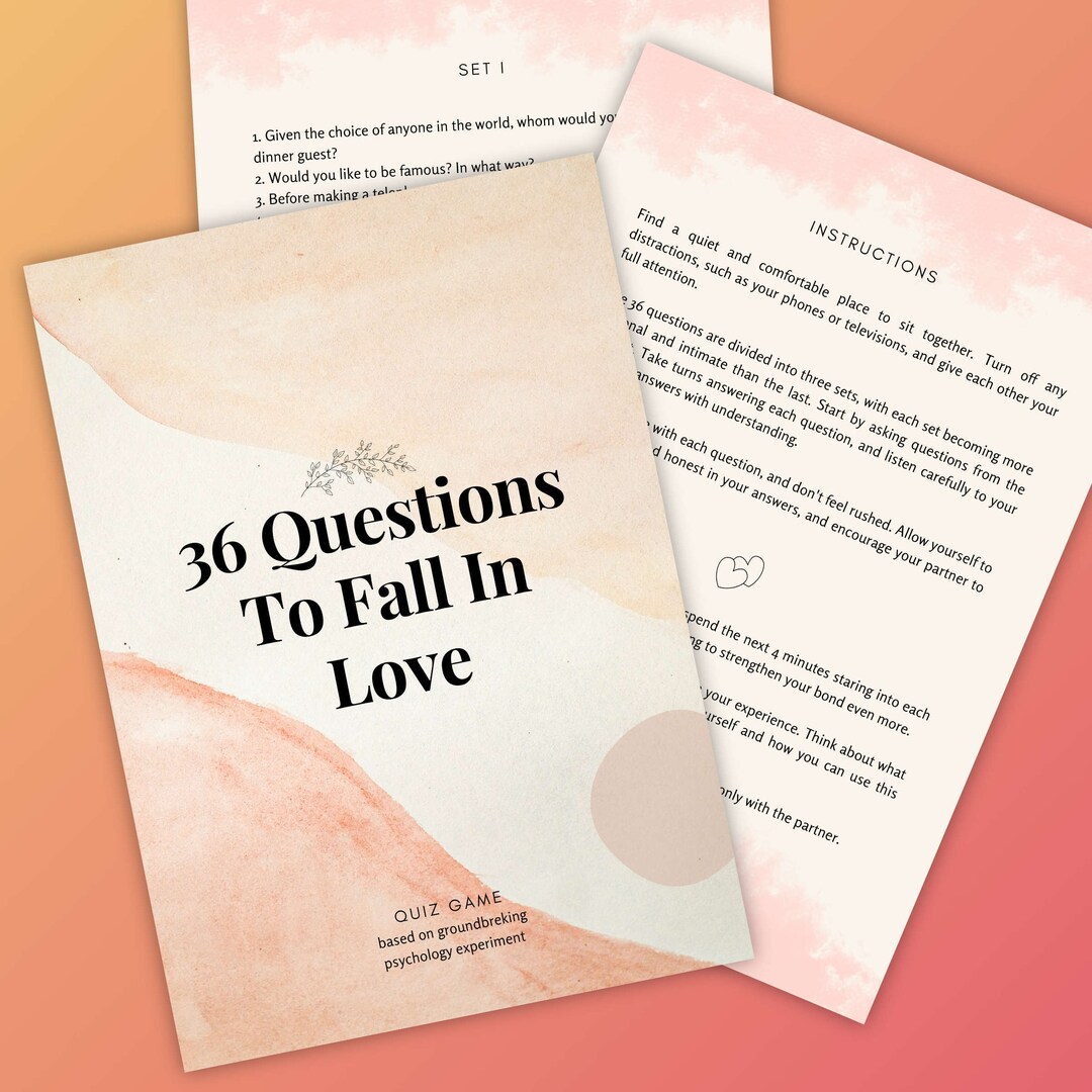 36 Questions To Fall In Love Printable Quiz Game For A Perfect Date 