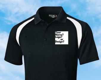 Custom Polo Shirt, Personalized Polo Shirt, Mens Golf Polo Shirt, Moisture Wicking Polo, Mens Custom Text Logo Polo, T476