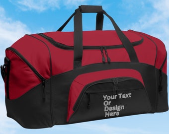 Large Duffle Bag, Custom Duffle, Personalized Travel Bag, Weekender Bag, Sports Duffel Bag, Womens Bags, Mens Bags, Kids, Red Duffle, BG99