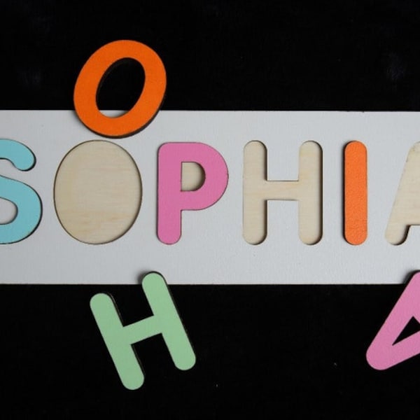 Custom Name Puzzle - Christmas Gift For Kids - Toddler Toys - First Birthday Gift - Wooden Puzzle - Baby Shower- Personalized Name Puzzle