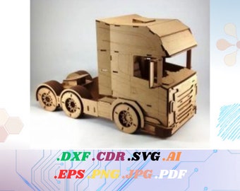 Tractor Truck Cnc Laser Cut  3D model puzzle Retro Car Laser cut files Cnc router plans DXF CDR Svg vector Instant download Plywood