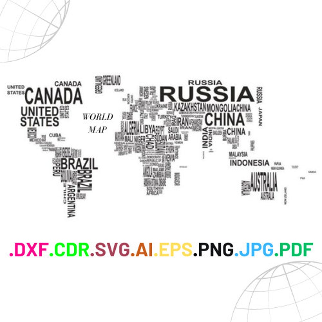 World Map Wall Art Line Art Home Decor Printable World Map Etsy