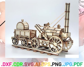 Wooden Train Locomotive - Laser cut Files SVG DXF CDR vector plans, files Instant download, cnc pattern, cnc cut, laser cut