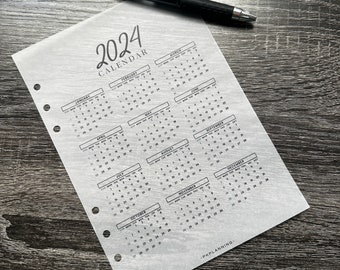 PRINTED A5 Vellum Planner Dashboard | A5 Transparent Calendar Planner Inserts | Personal Planner Inserts | A5 Minimal Insert