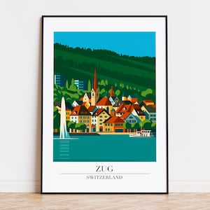 Zug poster, Zug print, Zug illustration, Zug art, SWITZERLAND poster