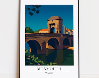 Monmouth Wales Poster: Modern Illustration Art Print