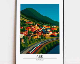 Åre Sweden Poster: Modern Scandinavian Illustration Art