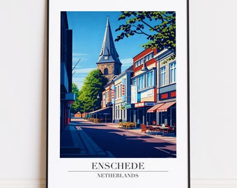 Enschede print : Modern Travel Poster Style Enschede poster Netherlands Print