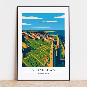 Affiche de St Andrews en Écosse : impression d&#39;art de voyage moderne