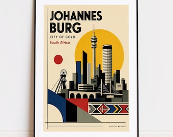 Johannesburg South Africa print : Bauhaus Style Travel Poster Johannesburg poster