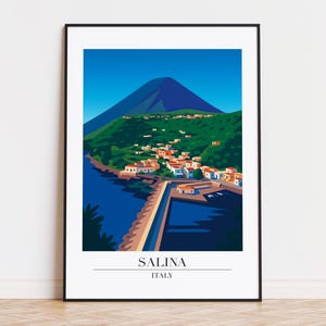 Salina poster, Salina print, Salina illustration, Salina art, Salina Italy