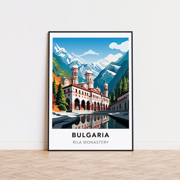 Bulgarien Poster Rila Kloster Druck Bulgarien Reisedruck Wandkunst, Bulgarien Reiseplakat