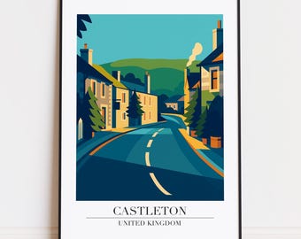Impresión de Castleton: Póster de viaje moderno. Póster de Castleton.