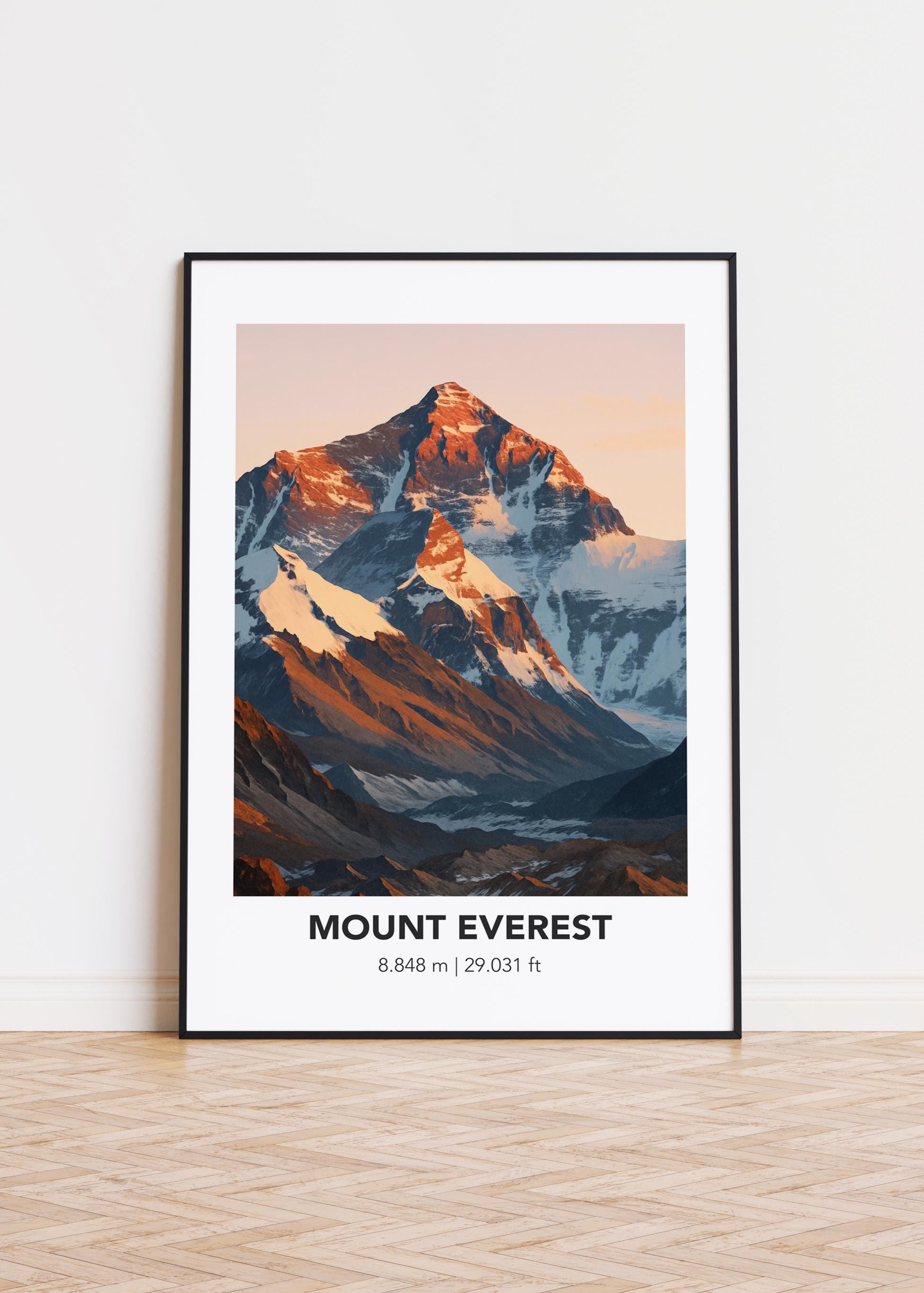 Mount Everest Poster: Illustrated Mountain Art Print - Etsy