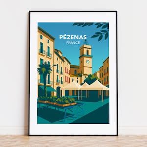 Pézenas France Poster: Modern City Illustration