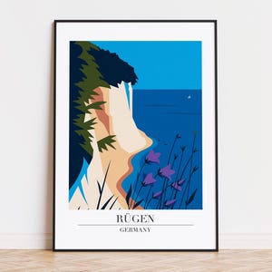 Rügen Germany Poster: Modern Travel Illustration Art