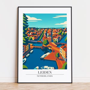 Leiden poster, Leiden print, Leiden illustration, Leiden art, Netherlands poster