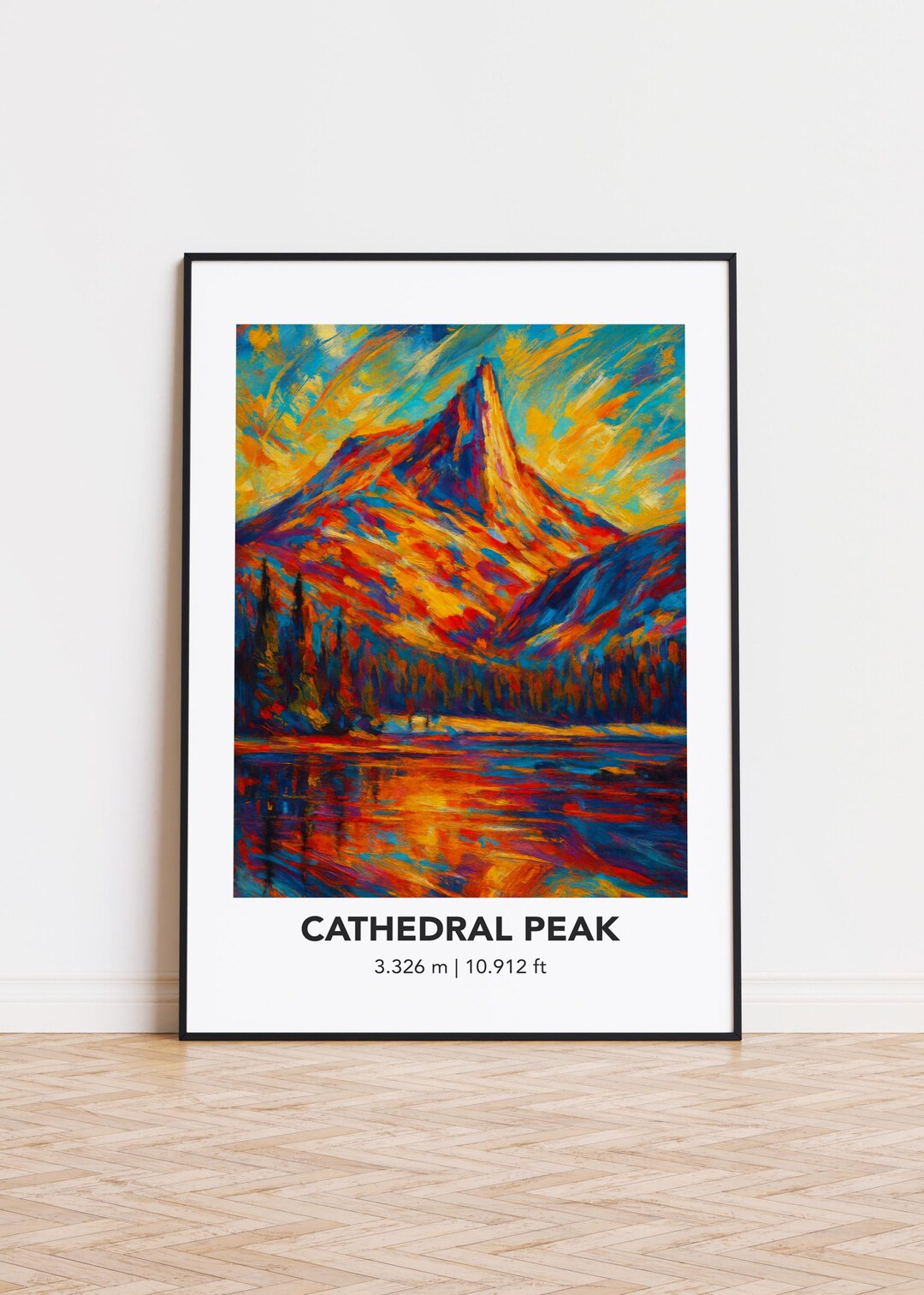 Cathedral Peak Mountain Art Poster: Modern Oil Painting Style Print - Etsy