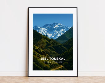 Jbel Toubkal poster, jbel toubkal print, jbel toubkal illustration, jbel toubkal art