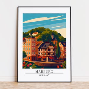 Marburg poster, Marburg print, Marburg illustration art, GERMANY poster