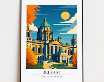 Belfast print : Modern Travel Poster Style Belfast poster