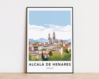 Affiche d'Alcalá de Henares, impression d'Espagne, impression d'art mural de voyage d'Alcalá de Henares, affiche de voyage en Espagne