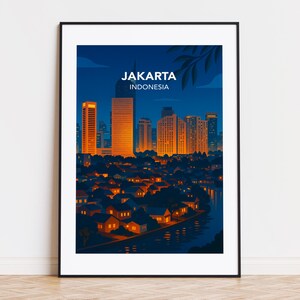 Jakarta poster, Jakarta print, Jakarta illustration, Jakarta art, Jakarta Indonesia poster