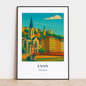Lyon poster, Lyon print, Lyon illustration, Lyon art, Lyon France poster