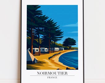 Poster di Noirmoutier Francia: Stampa artistica di viaggio minimalista