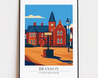 Brandon Druck: Modernes Reiseplakat Stil Brandon Plakat