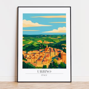 Urbino poster, Urbino print, Urbino illustration, Urbino art, Urbino Italy