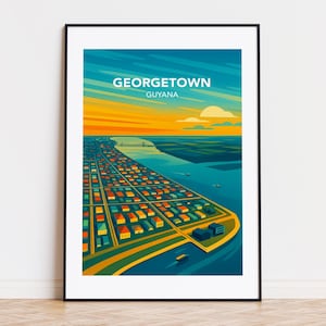 Georgetown poster, Georgetown print, Georgetown illustration, Georgetown art, Georgetown Guyana poster