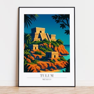 Tulum poster, Tulum print, Tulum illustration, Tulum art, Tulum