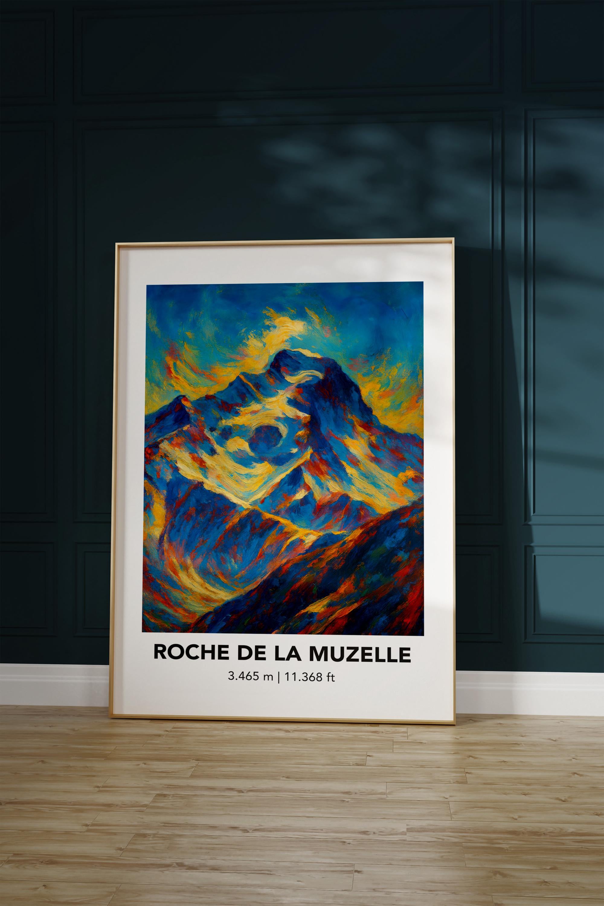 Roche De La Muzelle Mountain Art Poster: Modern Oil Painting Style ...