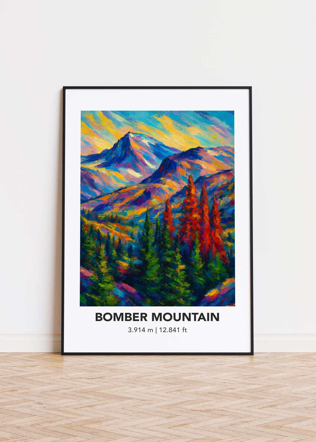 Bomber Mountain Poster Mountain Print: Modern Oil Painting Style ...