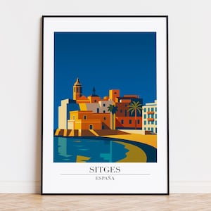 Sitges poster, Sitges print, Sitges illustration, Sitges art, Sitges Spain poster