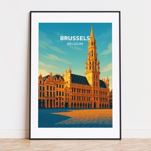 Brussels poster, Brussels print, Brussels illustration, Brussels art, Brussels Belgium poster