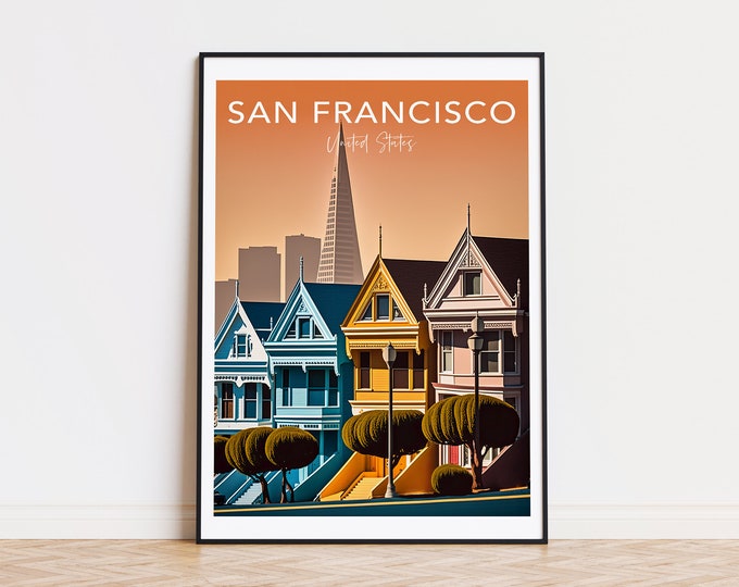 San Francisco Poster Painted Ladies Print - Designed in Germany, printed in 32 countries world wide for fast global shipping!