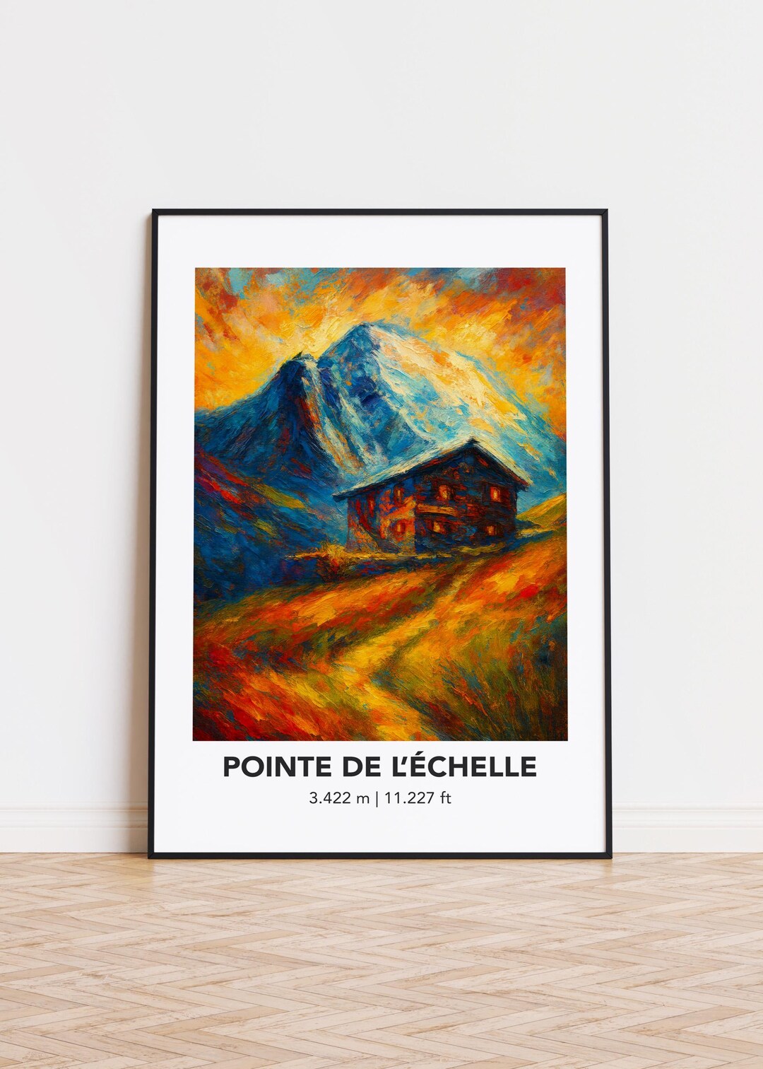 Pointe De L'Échelle Mountain Art Poster: Modern Oil Painting Style ...