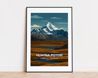 Huayna Potosí poster, huayna potosí print, huayna potosí illustration, huayna potosí art