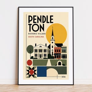 Pendleton South Carolina print Travel Poster Pendleton poster